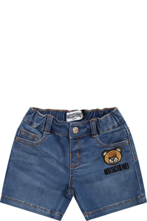 Fashion for Baby Boys Moschino Denim Shorts For Baby Boy With Teddy Bear