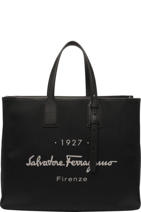 トートバッグ SALVATORE FERRAGAMO LARGE TOTE BAG IN SMOOTH LEATHER Salvatore Ferragamo Amy Convertible Leather Tote Large Black