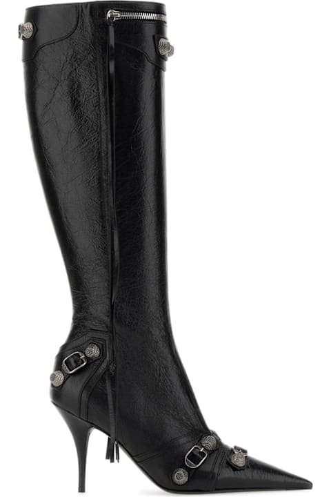 Balenciaga Boots for Women Balenciaga Black Leather Cagole Boots