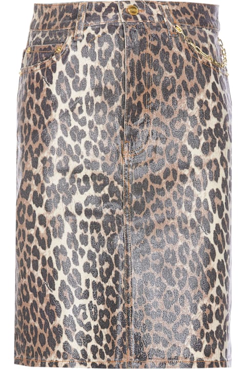 Ganni Skirts for Women Ganni Foil Print Denim Leopard Skirt
