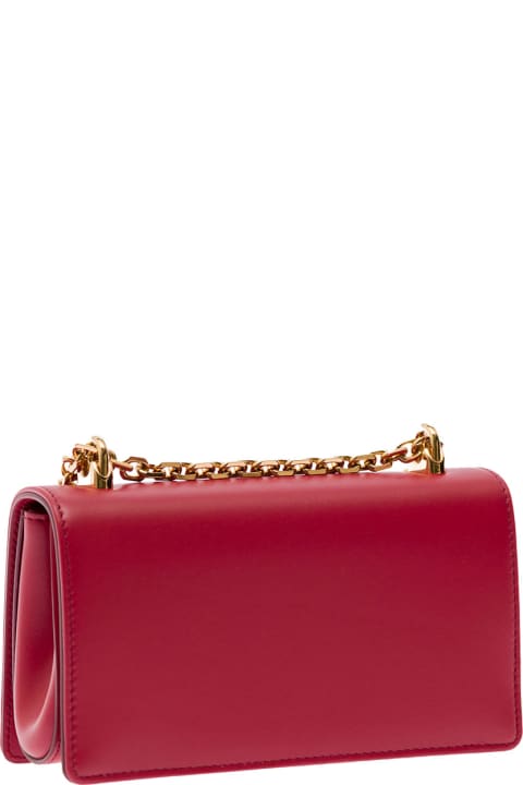Shoulder Bags for Women Dolce & Gabbana 'dg Girls' Red Phone Bag With Chain Strap And Baroque Logo In Leather Woman