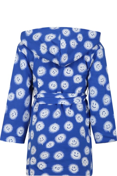 ボーイズ Moloのジャンプスーツ Molo Blue Dressing Gown For Kids With Smiley