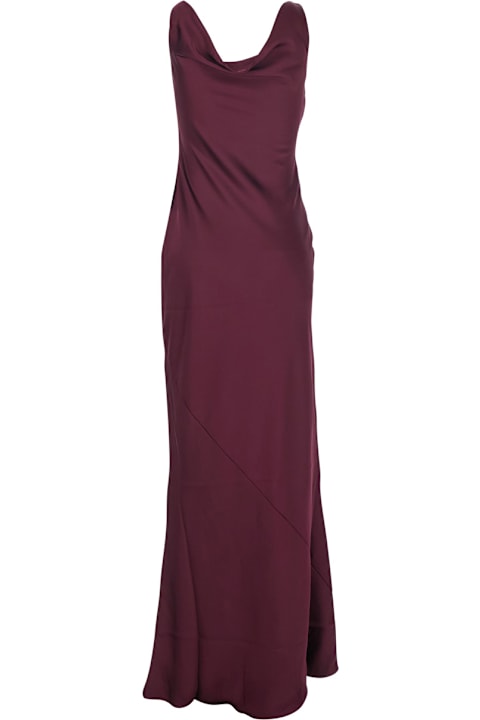 Norma Kamali for Men Norma Kamali Bordeaux Long Dress With Asymmetric Neckline And Flared Skirt In Tech Fabric Woman
