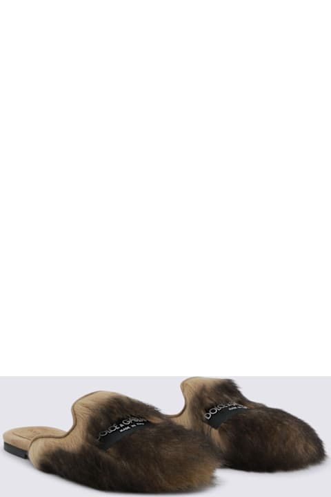 Dolce & Gabbana Cognac Leather Flats