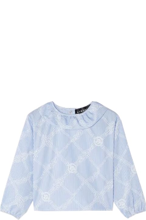 Sale for Kids Versace Nautical Medusa Striped Baby Shirt