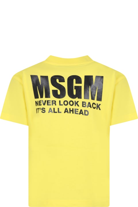 MSGM T-Shirts & Polo Shirts for Boys MSGM Yellow T-shirt For Kids With Logo