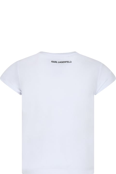 Karl Lagerfeld Kids T-Shirts & Polo Shirts for Girls Karl Lagerfeld Kids White T-shirt For Girl With Karl And Golf Bag Print
