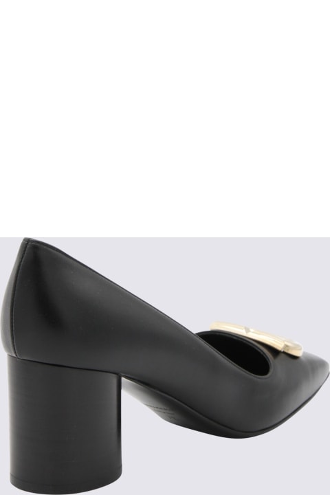 High-Heeled Shoes for Women Ferragamo Black Leather Pania Pumps