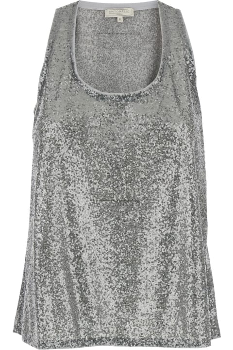 Fashion for Women Antonelli Silver Top With Sequins In Techno Fabric Woman