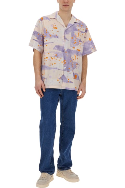 MSGM for Men MSGM Bowling Shirt With "dripping Camo" Print