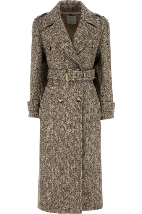 SportMax Coats & Jackets for Women SportMax Melange Brown Wool Blend Denaro Coat