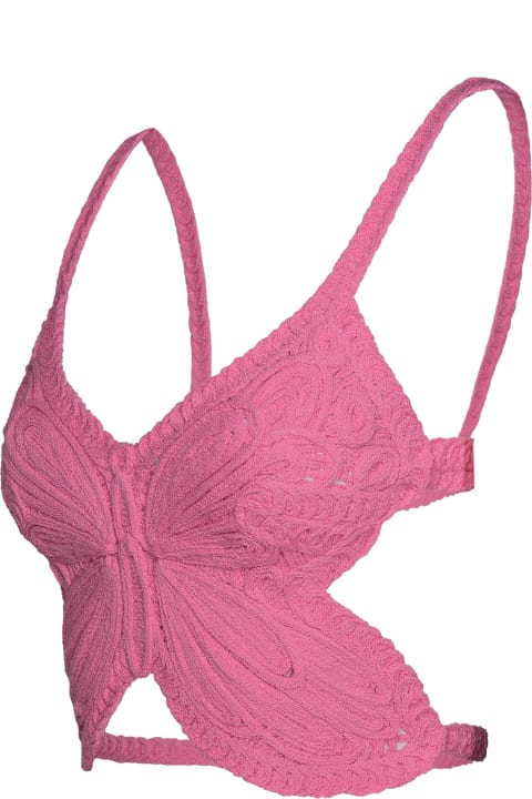 Blumarine for Women Blumarine 'farfalla' Pink Cotton Blend Top