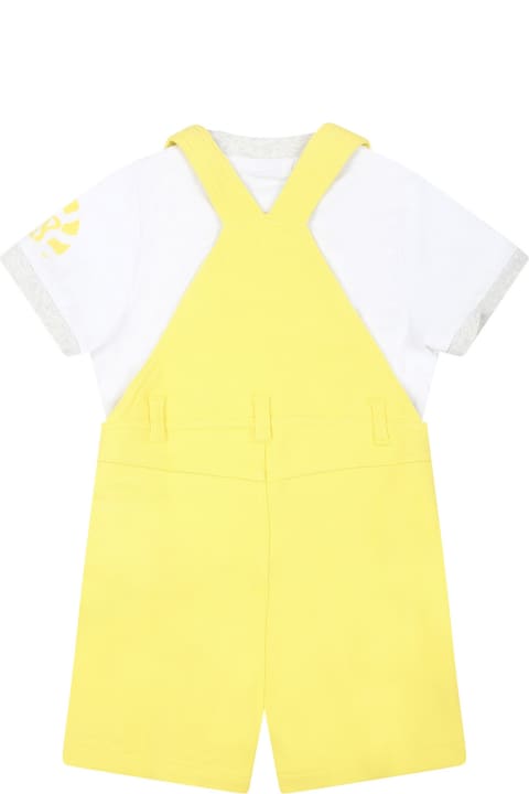 ベビーガールズ トップス Hugo Boss Yellow Suit For Baby Boy With Logo
