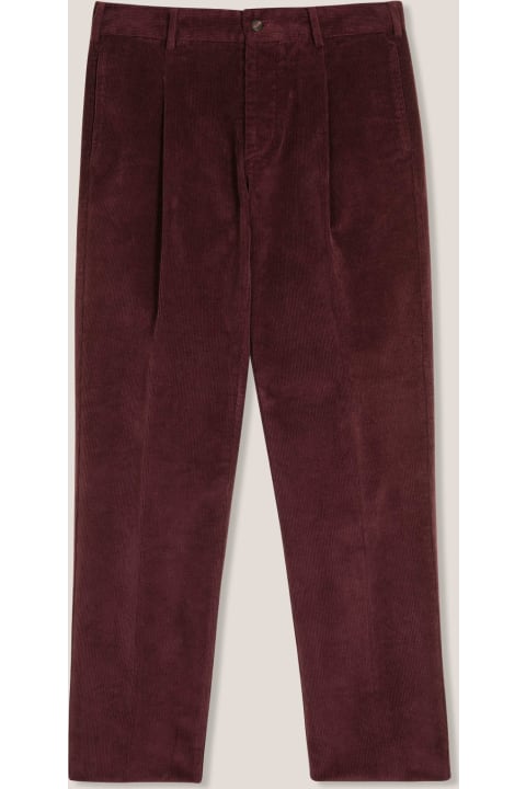 Homeware doppiaa Aantioco Burgundy Pleated Stretch Cotton-corduroy Trousers