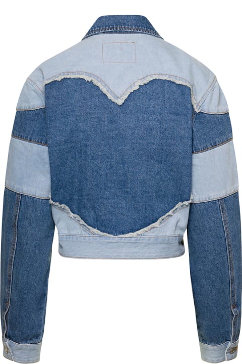 ウィメンズ新着アイテム Andersson Bell 'mahina' Blue Denim Patchwork Jacket With Heart-shaped Detail In Cotton Woman