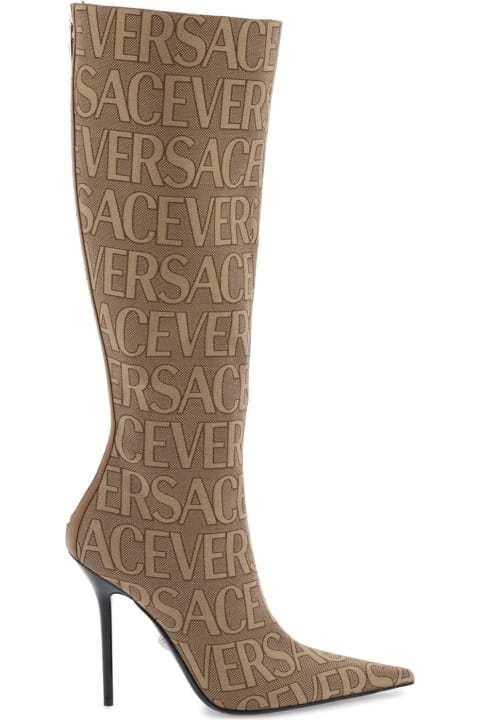 ウィメンズ Versaceのブーツ Versace Beige Cotton Blend Boots