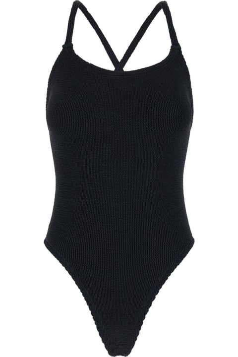 Fashion for Women Hunza G 'bette' Black One-piece Swimsuit With Crisscross Straps In Stretch Fabric Woman