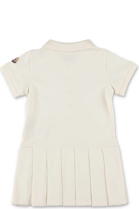 Dresses for Baby Girls Moncler Moncler Abito Stile Polo Bianco In Piquet Di Cotone Baby Girl
