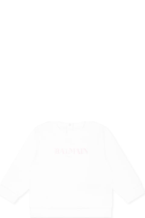 Balmain لـ Kids Balmain White Sweatshirt For Baby Girl With Logo