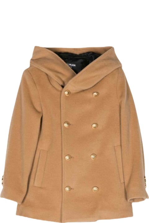 Coats & Jackets for Boys Balmain Brown Coat Boy