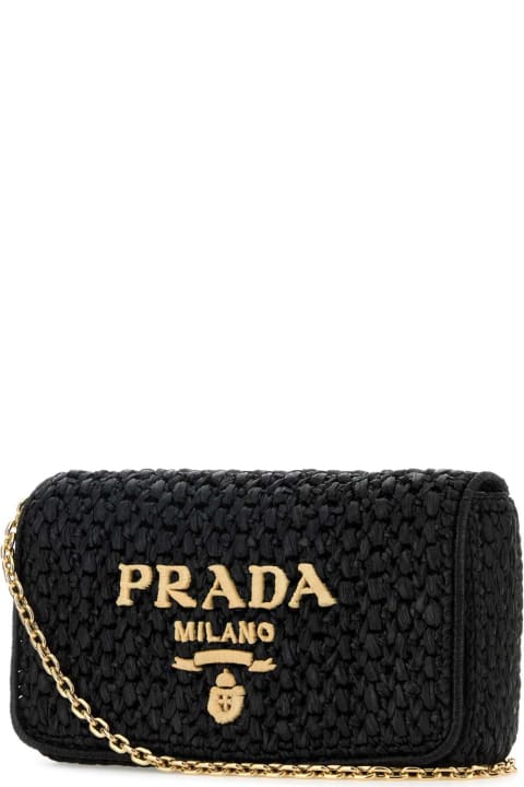 Prada Shoulder Bags for Women Prada Black Raffia Crossbody Bag