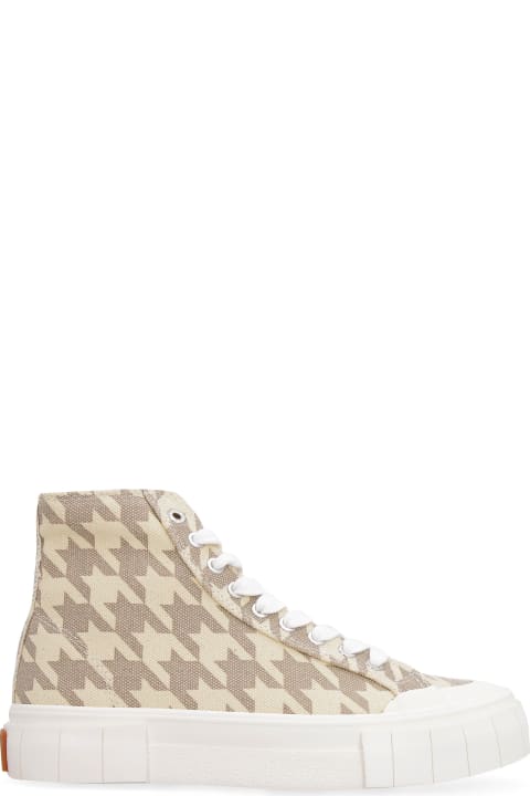 Palm Dogstooth Canvas High-top Sneakers