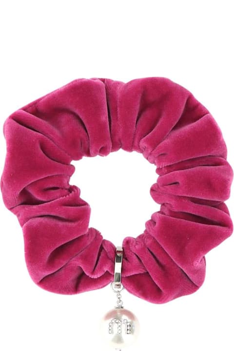 Miu Miu Hair Accessories for Women Miu Miu Fuchsia Velvet Scrunchie