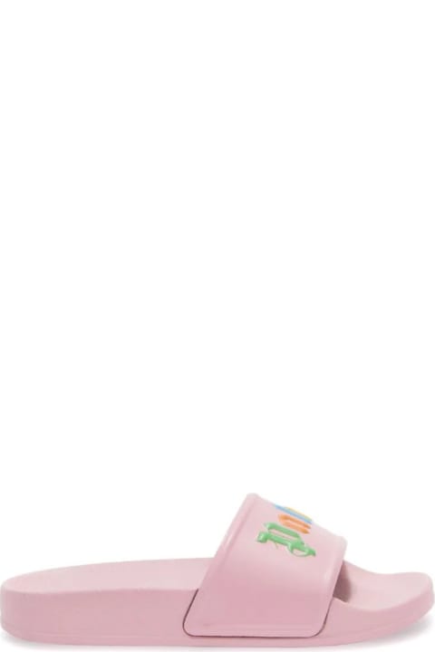 ベビーガールズのセール Palm Angels Pink Slippers With Multicolored Logo