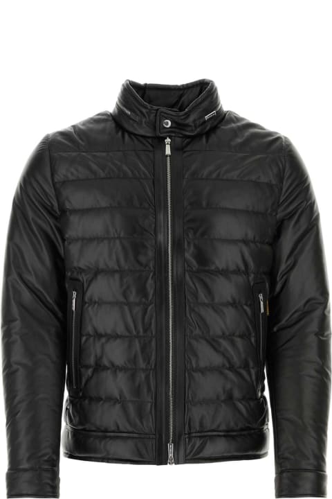 Moorer Clothing for Men Moorer Black Leather Gilles Down Jacket