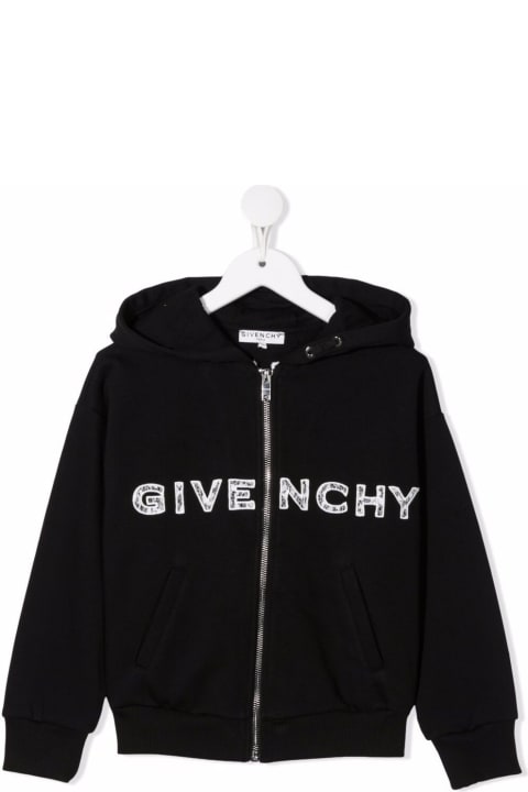 Givenchy Kids Boy's Black Cotton Hoodie With Logo