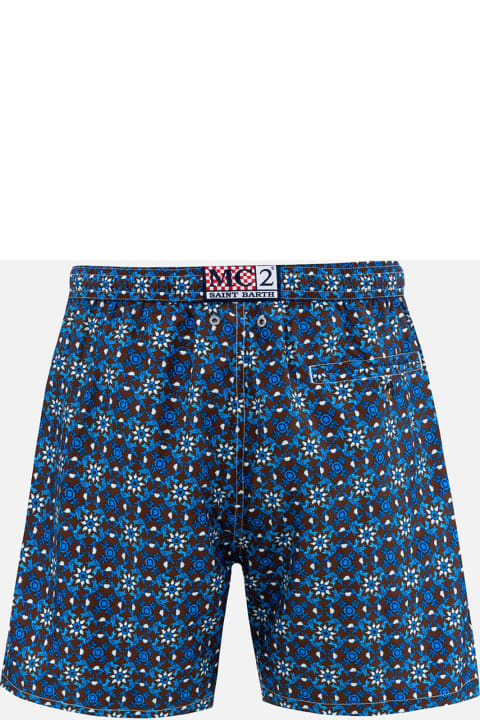 Homeware MC2 Saint Barth Man Lightweight Fabric Swim-shorts Lighting 70 With Majolica Print