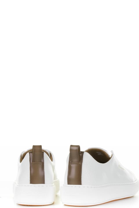 【関税&送料込】Santoni White Leather Adriatica Mules サンダル ホワイト ローヒール: 45mm, sr Spongy - Sandals