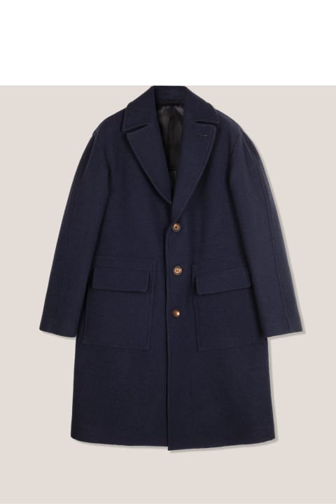 doppiaa Coats & Jackets for Men doppiaa Aamburgo Navy Blue Single-breasted Coat