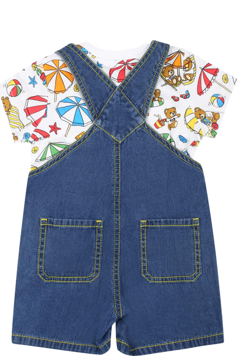 Coats & Jackets for Baby Girls Moschino Complet Bleu Pour Nouveau-né Avec Teddy Bear Et Timbre