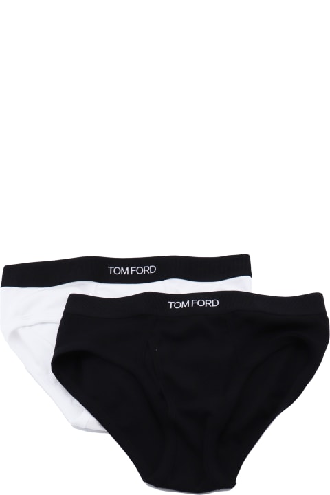 Tom Ford Underwear for Men Tom Ford Black And White Cotton Two Pack Briefs