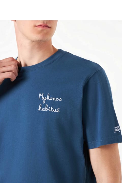 MC2 Saint Barth Clothing for Men MC2 Saint Barth Man T-shirt With Mykonos Habituè Embroidery