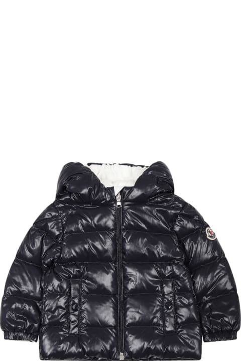 Blue Anand Down Jacket For Baby Boy With Logo