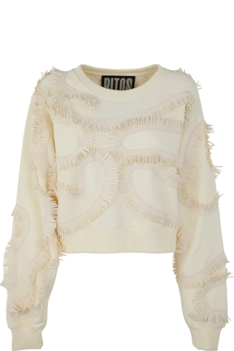 Cropped Sweater With Snakes Embroidey