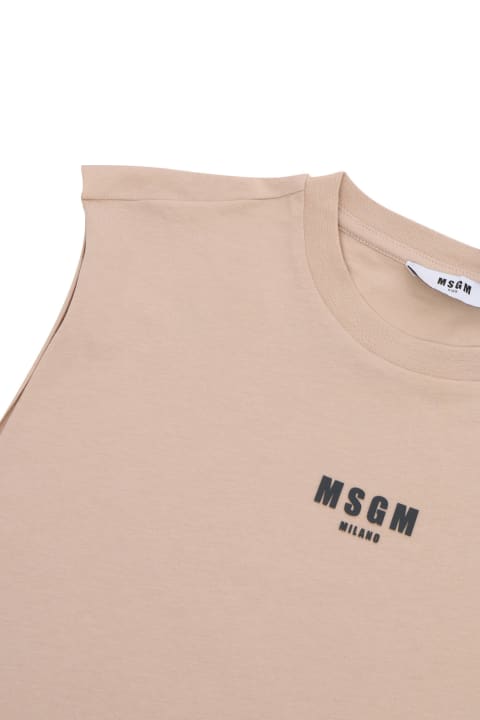 MSGM for Kids MSGM Beige Tank Top With Logo