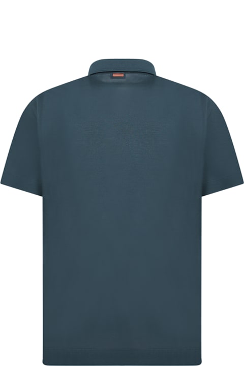 メンズ Zegnaのトップス Zegna Teal Blue Piquet Polo Shirt