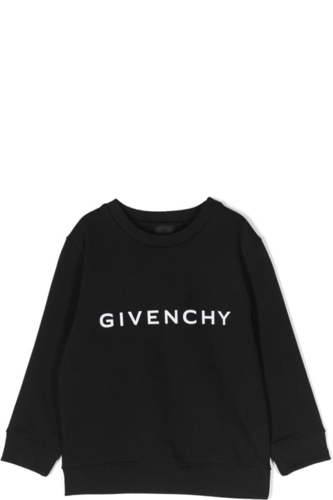 Fashion for Boys Givenchy Black Crewneck Sweatshirt With Contrasting Logo Lettering In Cotton Boy