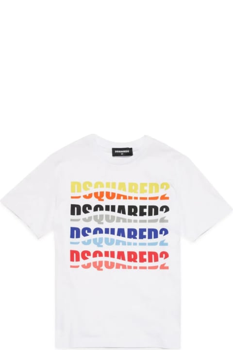 ウィメンズ新着アイテム Dsquared2 White T-shirt With Wave Effect Logo Print