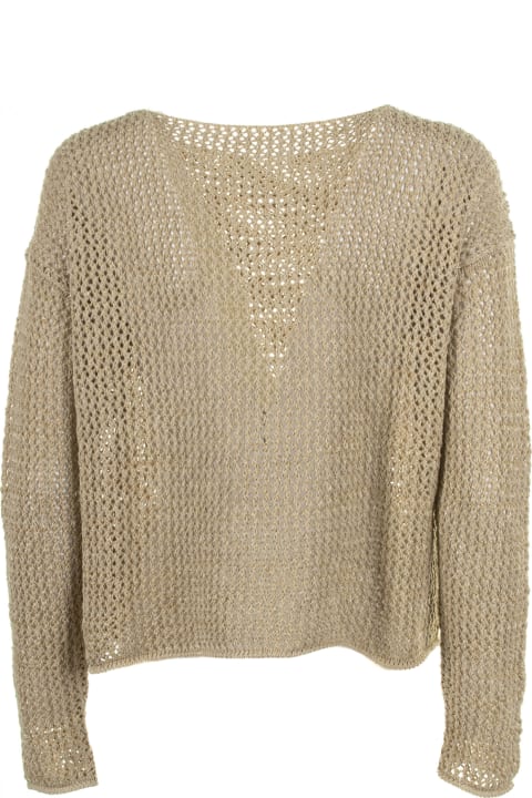 Base Clothing for Women Base Beige Perforated Sweater