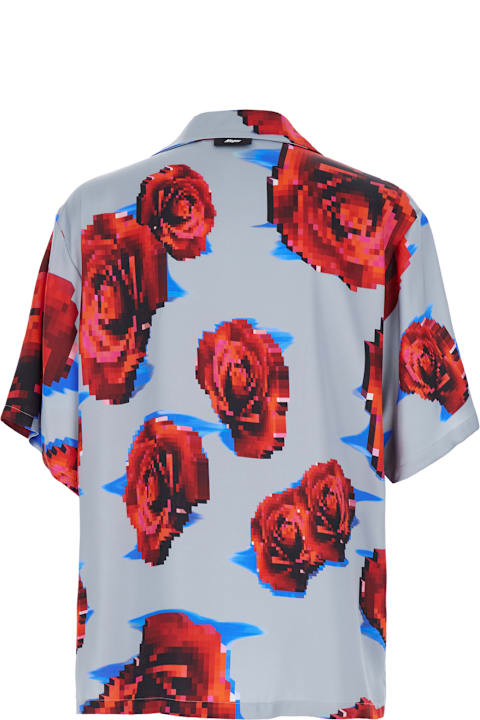 MSGM لـ Men MSGM Multicolor Shirt With Cuban Collar And All-over Floral Print In Viscose Man