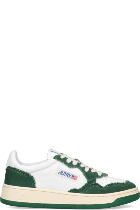 Autry for Men Autry Sneakers In White And Green Leather And Canvas
