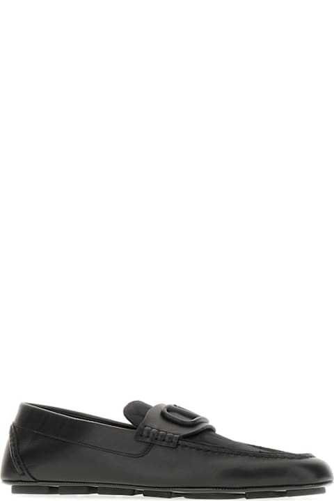 أحذية اللوفرز والبوت لـ القسم الرجالي Valentino Garavani Black Leather Driver Loafers