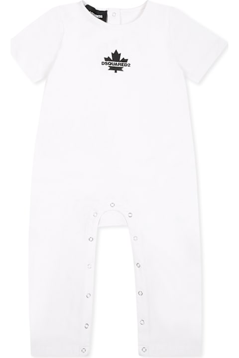 Dsquared2 Bodysuits & Sets for Baby Girls Dsquared2 White Romper For Baby Boy With Black Logo