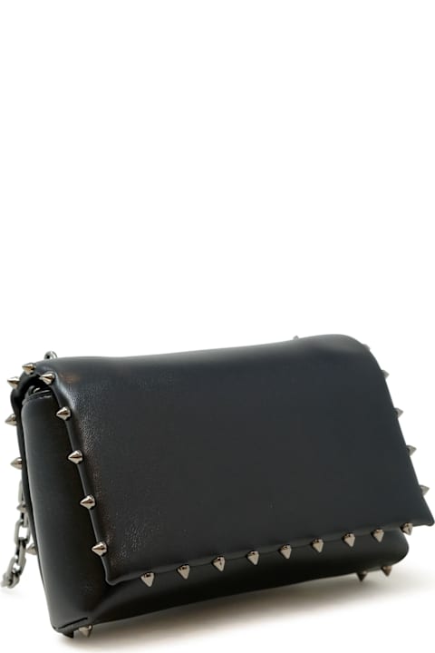 Christian Louboutin حقائب الكتف لـ السيدات Christian Louboutin Christian Louboutin Black Soft Nappa Leather Spiky Pouch Bag