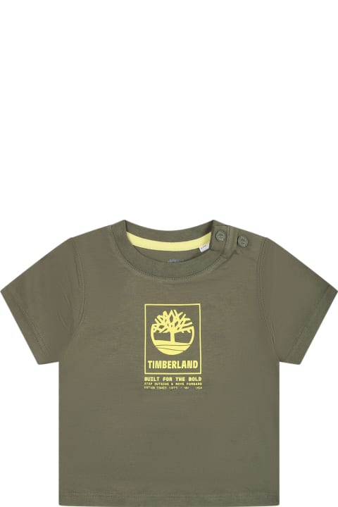 Topwear for Baby Girls Timberland Green T-shirt For Baby Boy With Logo