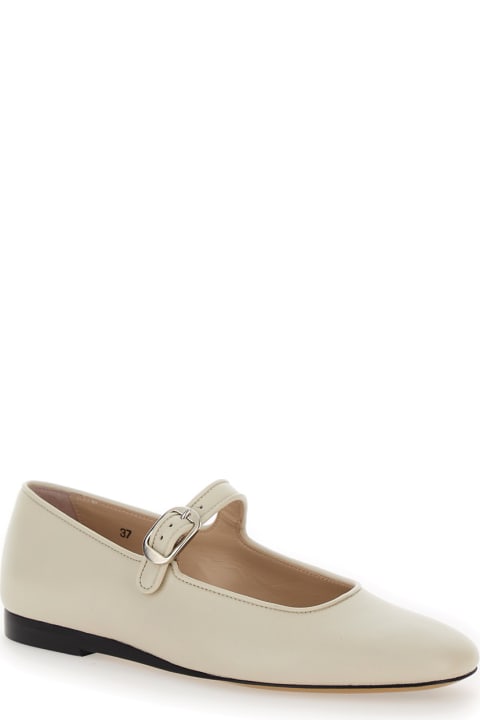 Le Monde Beryl Flat Shoes for Women Le Monde Beryl Off White Mary Jane With Strap In Leather Woman